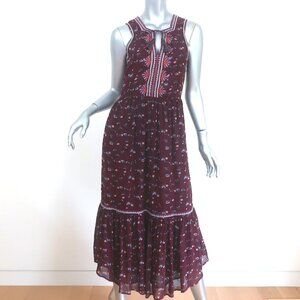 ULLA JOHNSON 2 Small Plum Floral Maxi Dress, Leena Embroidered Dress